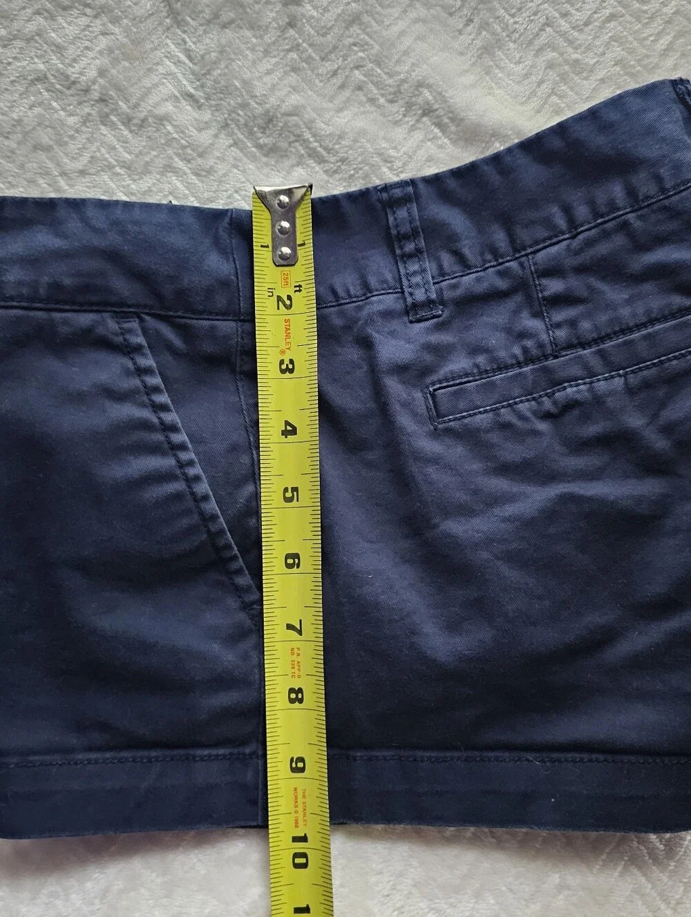 Vintage Mossimo Navy Low Rise Micro Mini Chino Shorts W/ Teal Waistband Size 9